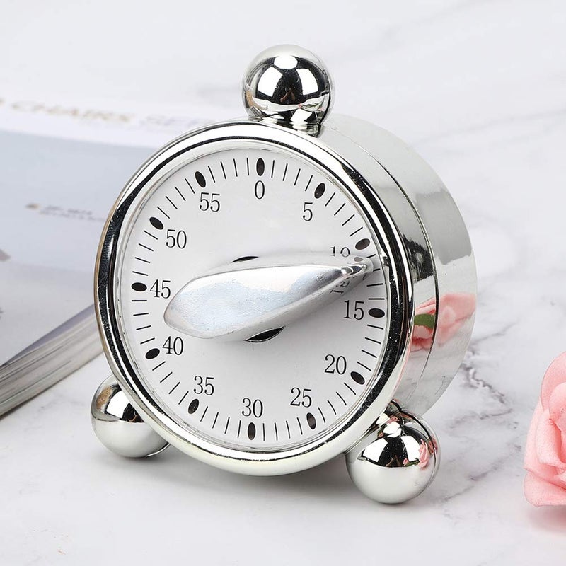 woobles Baking Timer Mechanical Cooking Reminder 60 Minute Kitchen Timer, Silver - Image 2